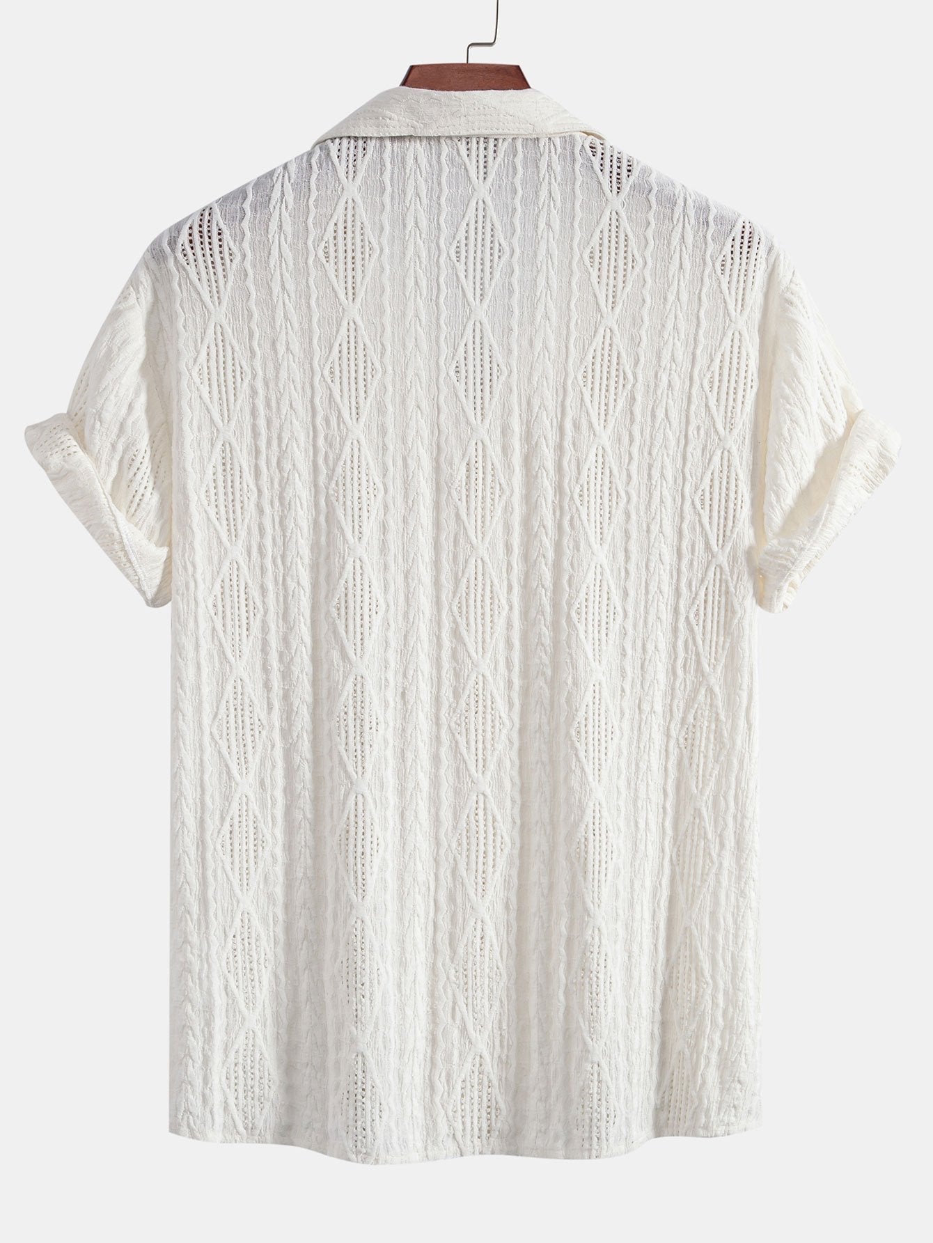 Geometrisch Jacquard Cubaanse Shirt & Rechte Linnen Broek