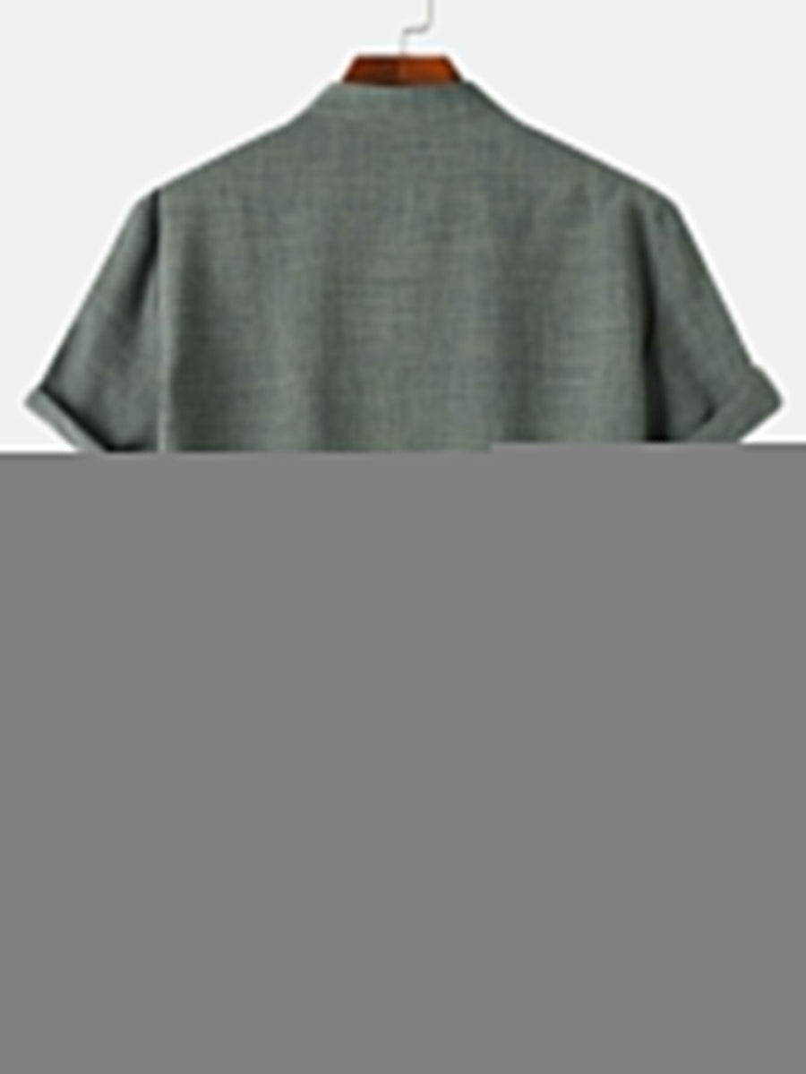 Short Sleeve Linen Henley Shirt