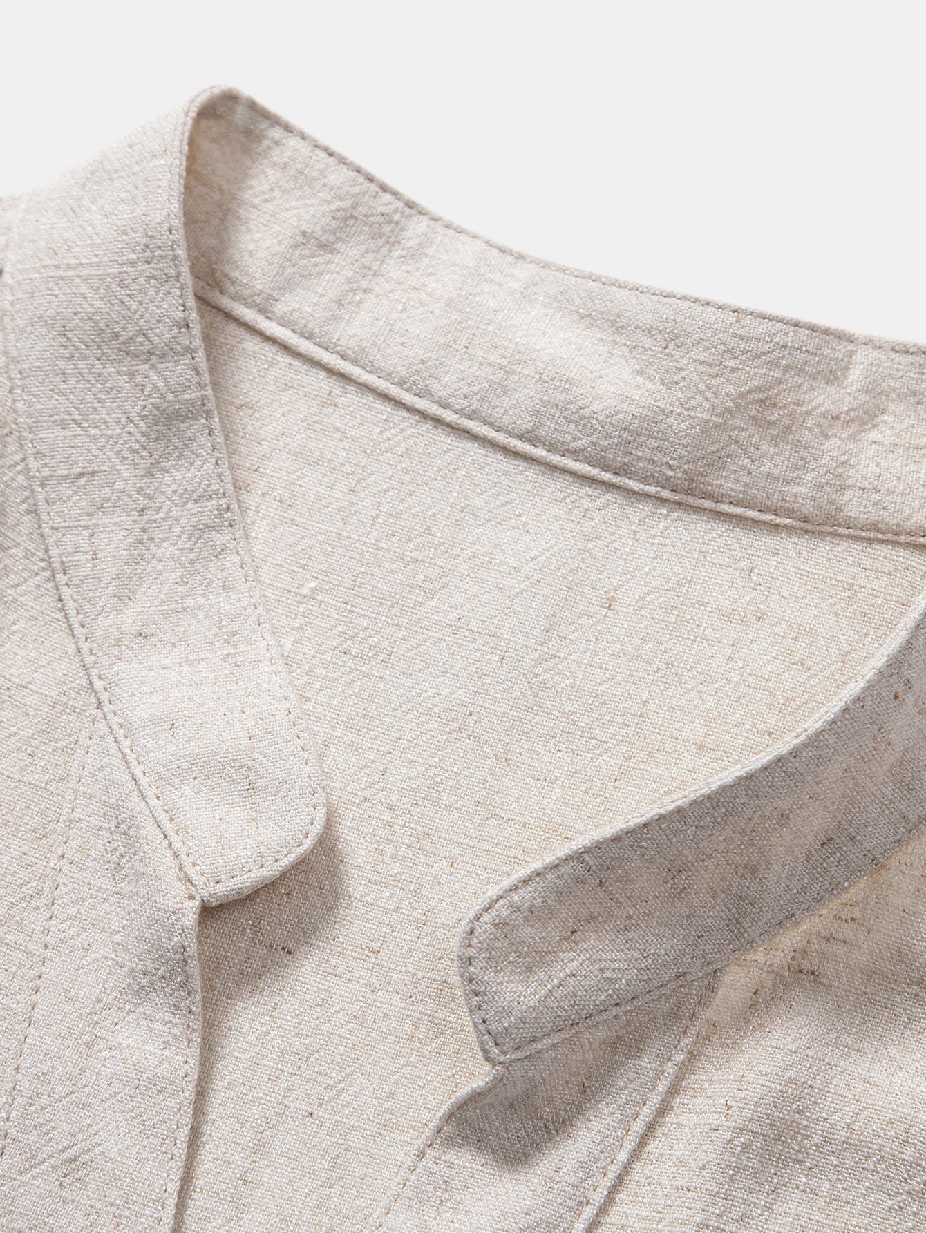 Linen and Rayon V-Neck Short Sleeve Shirt
