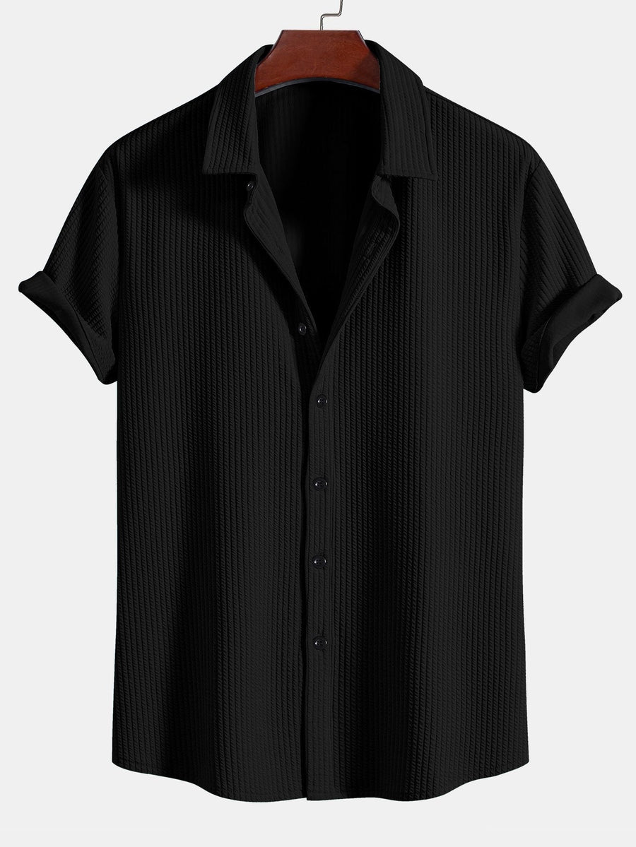 Muscle Ribbed Button-Up Shirt