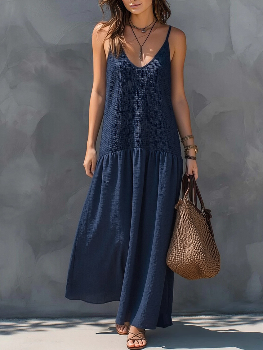 Bohemian Patchwork Cotton Linen Maxi Dress