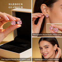 Pink Sapphire Round Earrings | White Gold