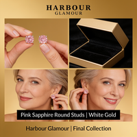 Pink Sapphire Round Earrings | White Gold