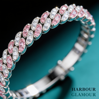 Aria Blush Cuban Bracelet | White Gold