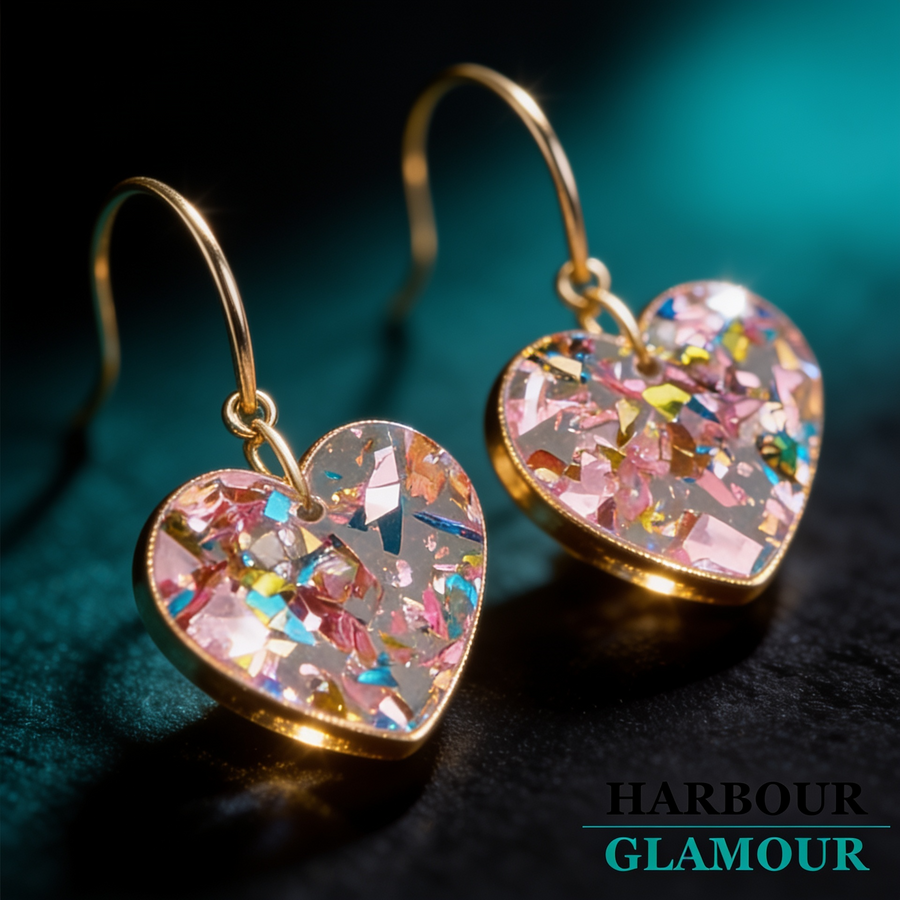 Heart Drop Earrings | Gold