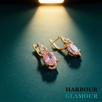 Pink Dawn Drop Earrings | Gold