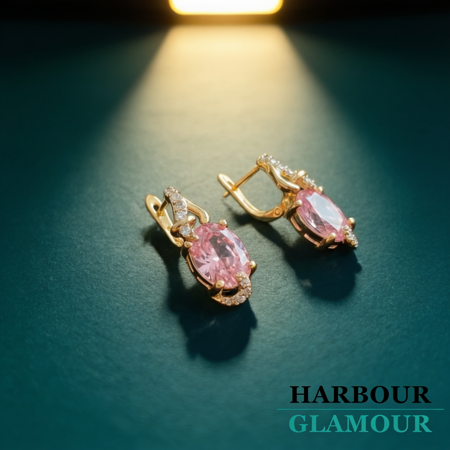 Pink Dawn Drop Earrings | Gold