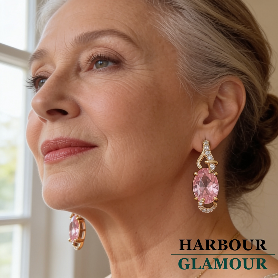 Pink Dawn Drop Earrings | Gold