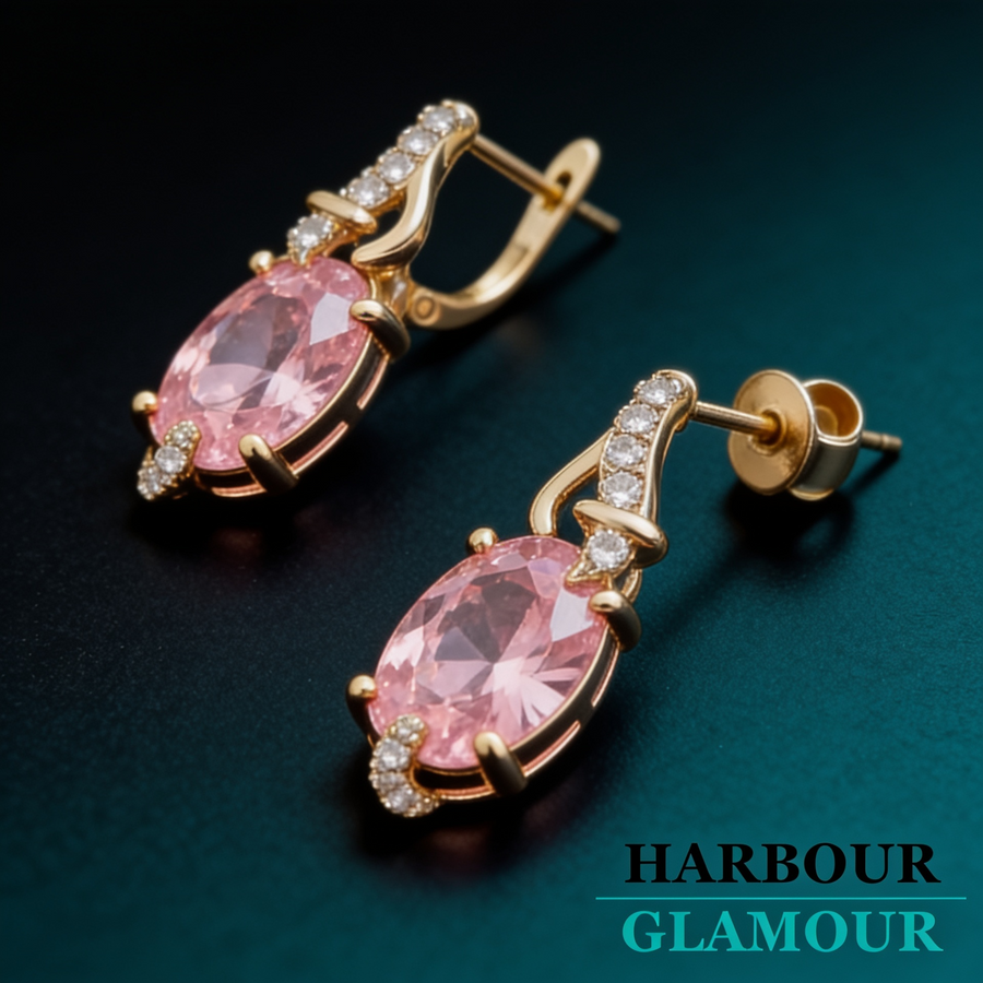 Pink Dawn Drop Earrings | Gold