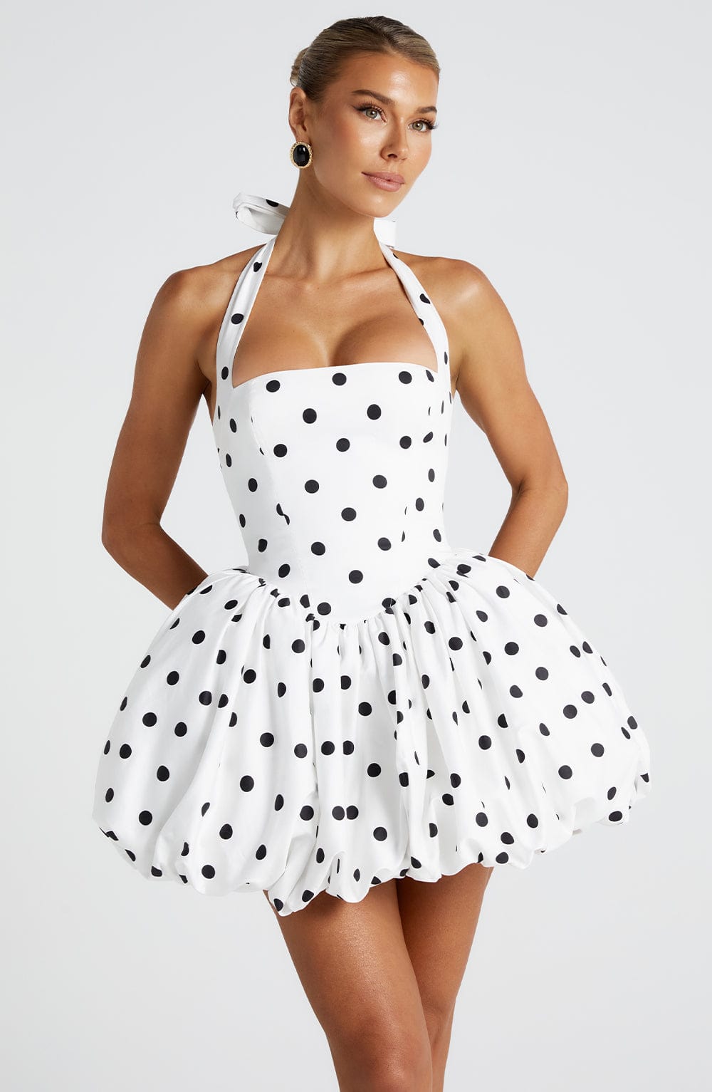 Luna Mini Dress - Black Polka Dot Print