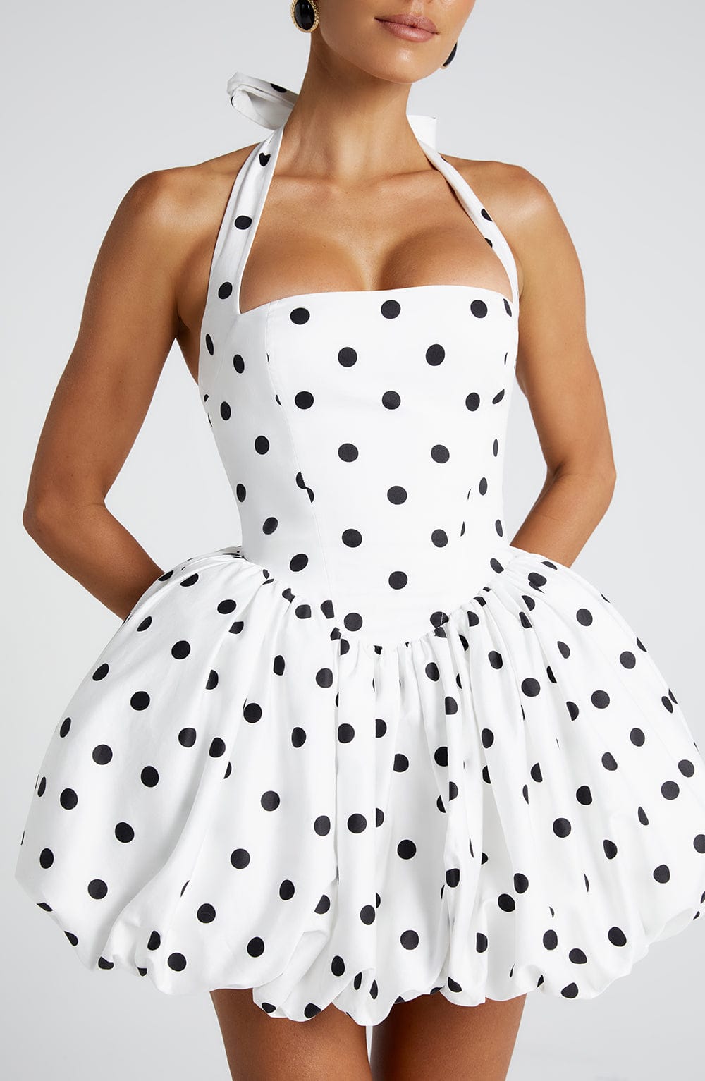 Luna Mini Dress - Black Polka Dot Print