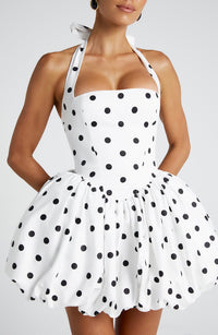 Luna Mini Dress - Black Polka Dot Print