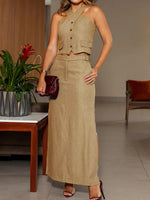 Hals-hanging Bustier Set with Trousers