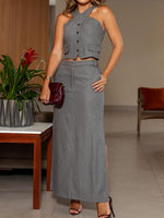 Hals-hanging Bustier Set with Trousers