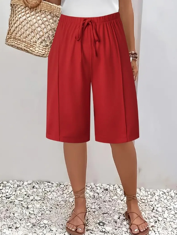 Lina Elegant Comfort Shorts – Red