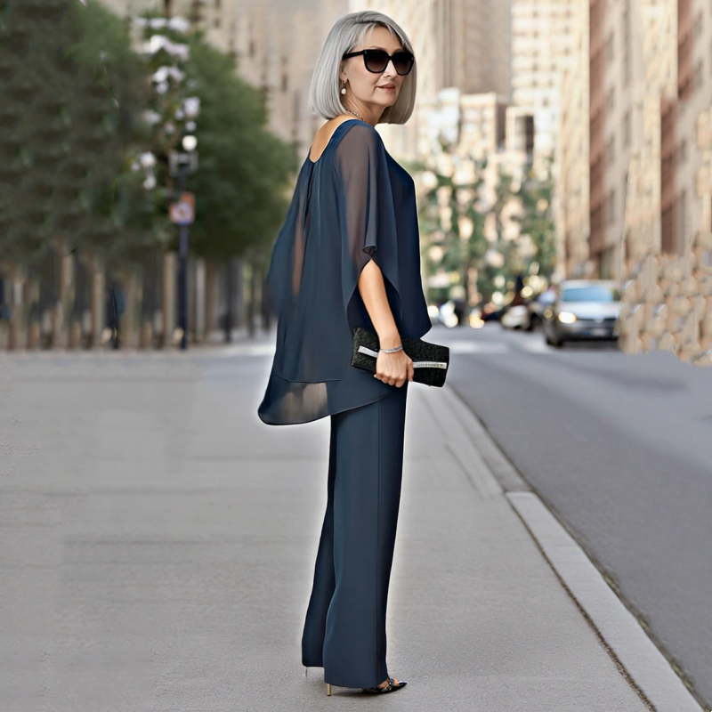 SARAH | Chiffon Top ＆ Wide-Leg Pants 2-Piece Set