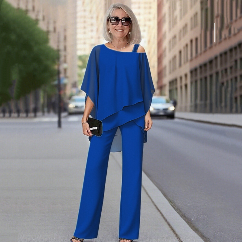 SARAH | Chiffon Top ＆ Wide-Leg Pants 2-Piece Set