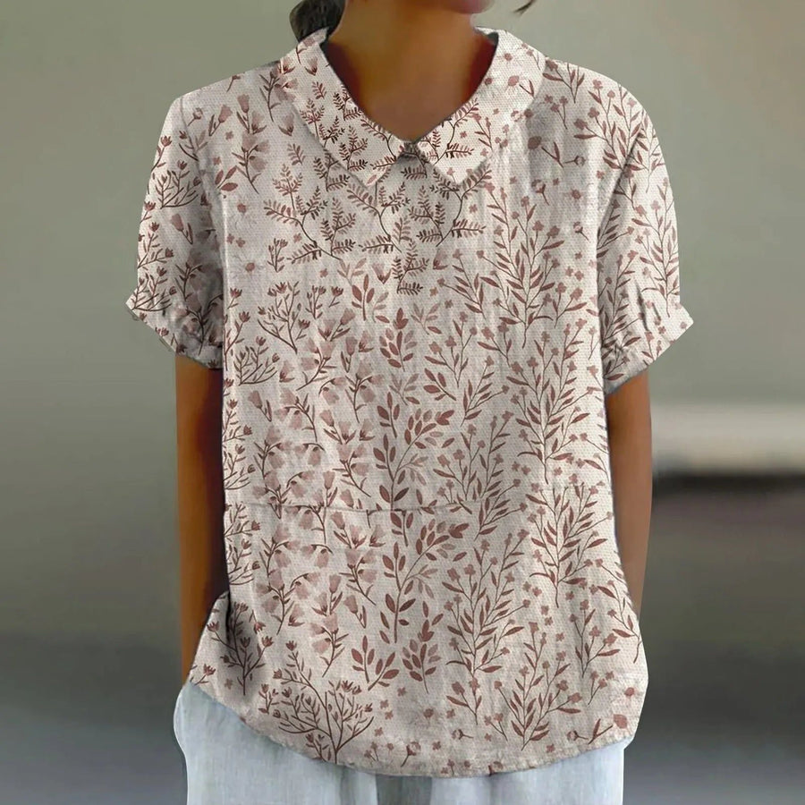 Hana | Women's Sepia Leaf Branch Print Blouse