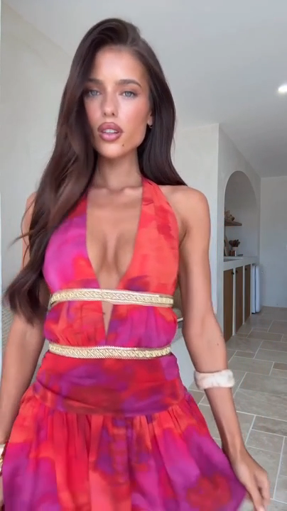 PLUNGE MINI DRESS - SURI ORANGE